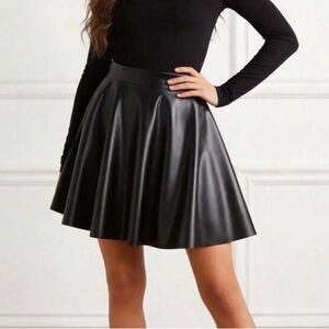 SHEIN • Black • Faux Leather • Skater Skirt